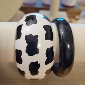 Bangle Bracelet Set • Black & White • Large & Small Pair